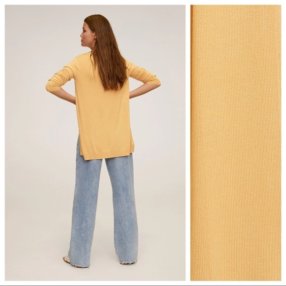 NWOT. Mango Basic Yellow Ribbed Detail Cardigan. Size S. - Picture 5 of 8